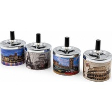 Eco Lounge 12 Adet Ashtray Yuvarlak - Basmalı Metal Küllük BX40