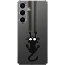 LOTUS GOLD Samsung Galaxy S24 Uyumlu Kedi Desenli Şeffaf Telefon Kılıfı