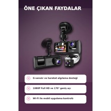 Eco Lounge 1080P Full Hd 3 Kameralı Wi-Fi Bağlantılı Araç Içi Kayıt Cihazı ve Park Kamerası Seti