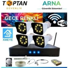 Pileli Store 5 Mp Lens 2 Mp 1080P Gece Renkli 4 Kameralı Wıfı Özellikli Kamera Seti 4 Tb HDD