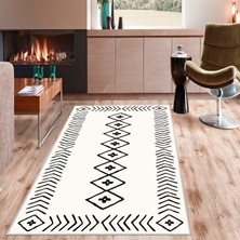 West Home Yıkanabilir Dijital Baskı Modern Halı 60 x 100 cm Kaymaz Taban ve Beyaz Renk