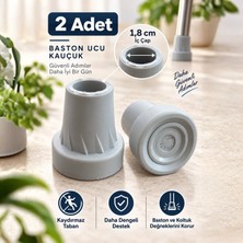 Multi Trendy 2 Adet Baston Lastiği 18 mm Kaymaz Kauçuk Baston Ucu Kanedyen Koltuk Değneği Asa Lastiği Siyah
