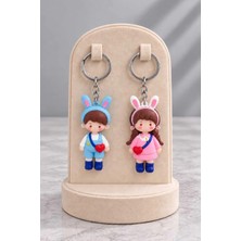 Mdm Style Anahtarlık ve Charm Kız Erkek Figürlü Tavşan Kulaklı Çift Set
