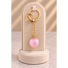 Mdm Style Elma Figürlü Çanta Charmı ve Anahtarlık Pembe