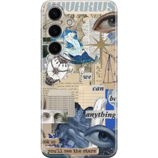 LOTUS GOLD Samsung Galaxy S25 Uyumlu Aquarius Kolaj Desenli Şeffaf Telefon Kılıfı