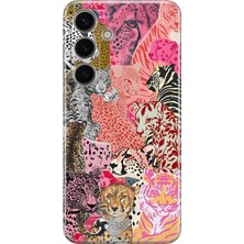 LOTUS GOLD Samsung Galaxy S24FE Uyumlu Leoparlar Desenli Şeffaf Telefon Kılıfı