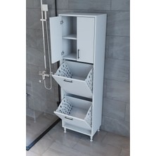 Septemius Nergiz Çok Amaçlı Banyo Dolabı Çift Bölmeli Kirli Çamaşır Sepetli Beyaz Çamaşır Düzenleme Ünitesi