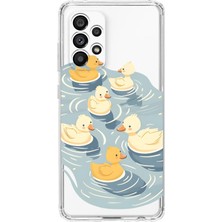 LOTUS GOLD Samsung Galaxy A13 Uyumlu Ördekler Desenli Şeffaf Telefon Kılıfı