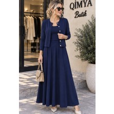 Qimya Butik Buketli Kadın Içi Askılı Atletli & Hırkalı & Etekli Modal 3 ' Lü Takım
