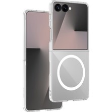 Keephone Samsung Galaxy Z Flip 8  Kılıf Saf X-Crystal Slim Premium Magsafe Kablosuz Şarj Destekli Sararmaz Şeffaf Kapak
