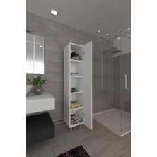 Septemius Mimoza 5 Raflı Çok Amaçlıkiler Dolabı Banyo Dolabı Beyaz Raflı