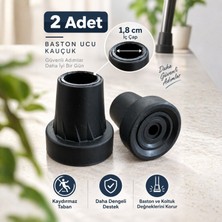 Multi Trendy 2 Adet Baston Lastiği 18 mm Kaymaz Kauçuk Baston Ucu Kanedyen Koltuk Değneği Asa Lastiği Siyah