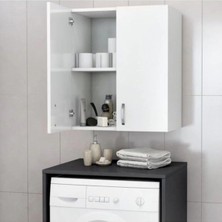 Septemius Zambak Makina Üstü Dolap, Banyo Dolabı, Çamaşır Dolabı, Havlu Dolabı, Kapaklı Dolap - Beyaz
