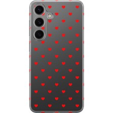 LOTUS GOLD Samsung Galaxy S26 Plus Uyumlu Kırmızı Minik Kalpler Desenli Şeffaf Telefon Kılıfı