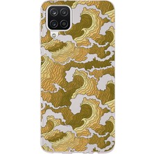 LOTUS GOLD Samsung Galaxy A12/M12 Uyumlu Dalgalar Desenli Şeffaf Telefon Kılıfı