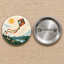 FikArt Göğe Açılan Uçurtma | Filistin Temalı 58 mm Iğneli Rozet