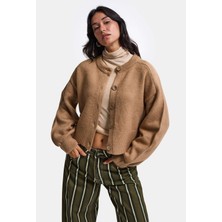 It's Basic Kadın Kahve W6-172 Oversize Düğmeli Kazak Hırka