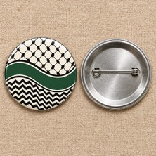 FikArt Kufiye Dalgası | Filistin Temalı 58 mm Iğneli Rozet
