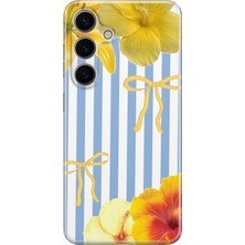 LOTUS GOLD Samsung Galaxy S26FE Uyumlu Çizgili Zambaklar Desenli Şeffaf Telefon Kılıfı