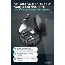 Eco Lounge Seyahat Icin 5i1 Arada USB Type-C Sarj Kablosu Seti 60W Destekli Kutulu BX-313521