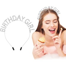 Dolozena Kristal Taşlı Gümüş Birthday Girl Yazılı Doğum Günü Parti Tacı 19X11 cm