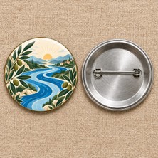 FikArt Nehir Gibi Umut | Filistin Temalı 58 mm Iğneli Rozet