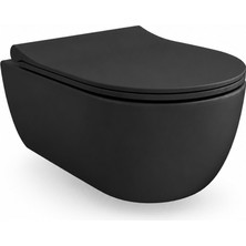 Bocchı BOCCHI V-TONDO RIMLESS ASMA KLOZET - MAT SİYAH - KAPAK DAHİL