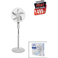Eco Lounge 18 Inc 45 cm Kumandalı  Sanayi Tipi Ayaklı Vantilatör 5-Metal Pervane 3-Kademe Hız 65W Y:137CM BX40