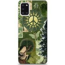LOTUS GOLD Samsung Galaxy A31 Uyumlu Kolaj Desenli Şeffaf Telefon Kılıfı