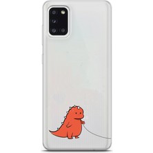 LOTUS GOLD Samsung Galaxy A31 Uyumlu Sevimli Dinozor Desenli Şeffaf Telefon Kılıfı
