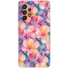 LOTUS GOLD Samsung Galaxy A52 Uyumlu Renkli Çiçekler Desenli Şeffaf Telefon Kılıfı
