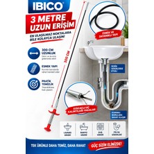 Ellante Ibıco 300 cm Yaylı Kıskaçlı Lavabo ve Gider Açıcı Temizleme Çubuğu Kanal Açma