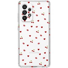 LOTUS GOLD Samsung Galaxy A53 Uyumlu Dudak ve Kalpler Desenli Şeffaf Telefon Kılıfı