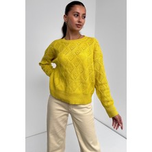 Nido Moda Bisiklet Yaka Desenli Dokulu Triko Kazak