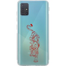 LOTUS GOLD Samsung Galaxy A71 Uyumlu Kaplan Desenli Şeffaf Telefon Kılıfı