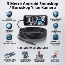 Eco Lounge 3 Metre Yılan Kamera - Android Destekli - LED Işıklı - IP67 Su Geçirmez