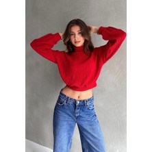 Nido Moda Balıkçı Yaka Dokulu Crop Bluz