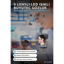 Eco Lounge 5 Lensli 2 LED Işıklı Büyüteç Gözlük - Ayarlanabilir Pilli Model, Hobi ve Tamir Için BX-313456