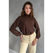 Nido Moda Balıkçı Yaka Dokulu Crop Bluz