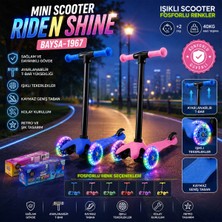 Eco Lounge Mını Scooter Rıden Shıne Işıklı Scooter 55X57-64-71CM Fosforlu Renkli +2 Yaş - 40KG Max Taşıma Herhangi Bir Renk Gönderilir BX40