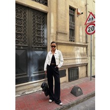Nido Moda Çift Cep Denim Crop Ceket