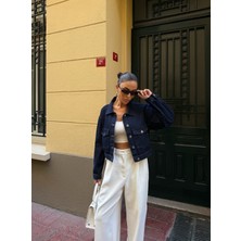 Nido Moda Çift Cep Denim Crop Ceket