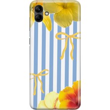 LOTUS GOLD Samsung Galaxy A06 Uyumlu Çizgili Zambaklar Desenli Şeffaf Telefon Kılıfı