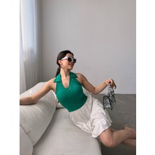 Nido Moda Gömlek Yaka Önü Düğme Detaylı Bluz