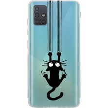 LOTUS GOLD Samsung Galaxy M31S Uyumlu Kedi Desenli Şeffaf Telefon Kılıfı