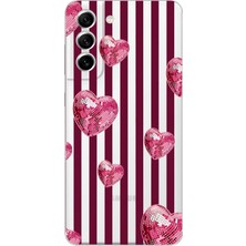 LOTUS GOLD Samsung Galaxy S21FE Uyumlu Disco Kalpler Desenli Şeffaf Telefon Kılıfı
