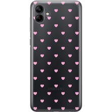 LOTUS GOLD Samsung Galaxy A04 Uyumlu Pembe Minik Kalpler Desenli Şeffaf Telefon Kılıfı