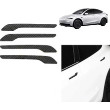 Midas Toptan Tesla Model 3 Y Uyumlu Karbon Dış Kapı Kolu Koruyucu Kaplama Seti 4 Lü Siyah Midas