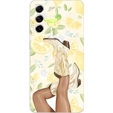 LOTUS GOLD Samsung Galaxy S21 Uyumlu Kovboy Çizmesi Desenli Şeffaf Telefon Kılıfı