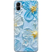 LOTUS GOLD Samsung Galaxy A07 Uyumlu Mavi Pastel Çiçek Desenli Şeffaf Telefon Kılıfı